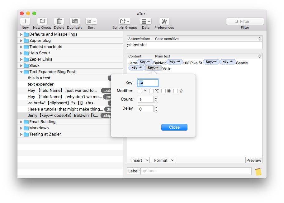 keystrokes text expander