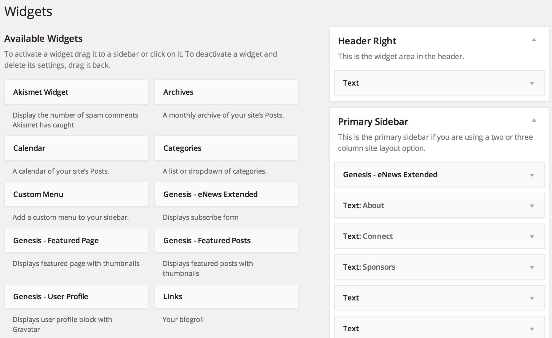 setting up widgets