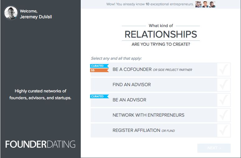 FounderDating profile