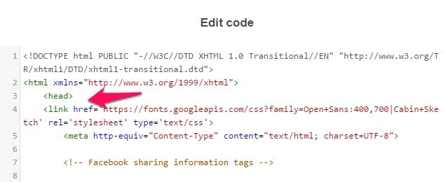 set google font head document