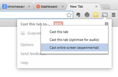Chromecast experimental options