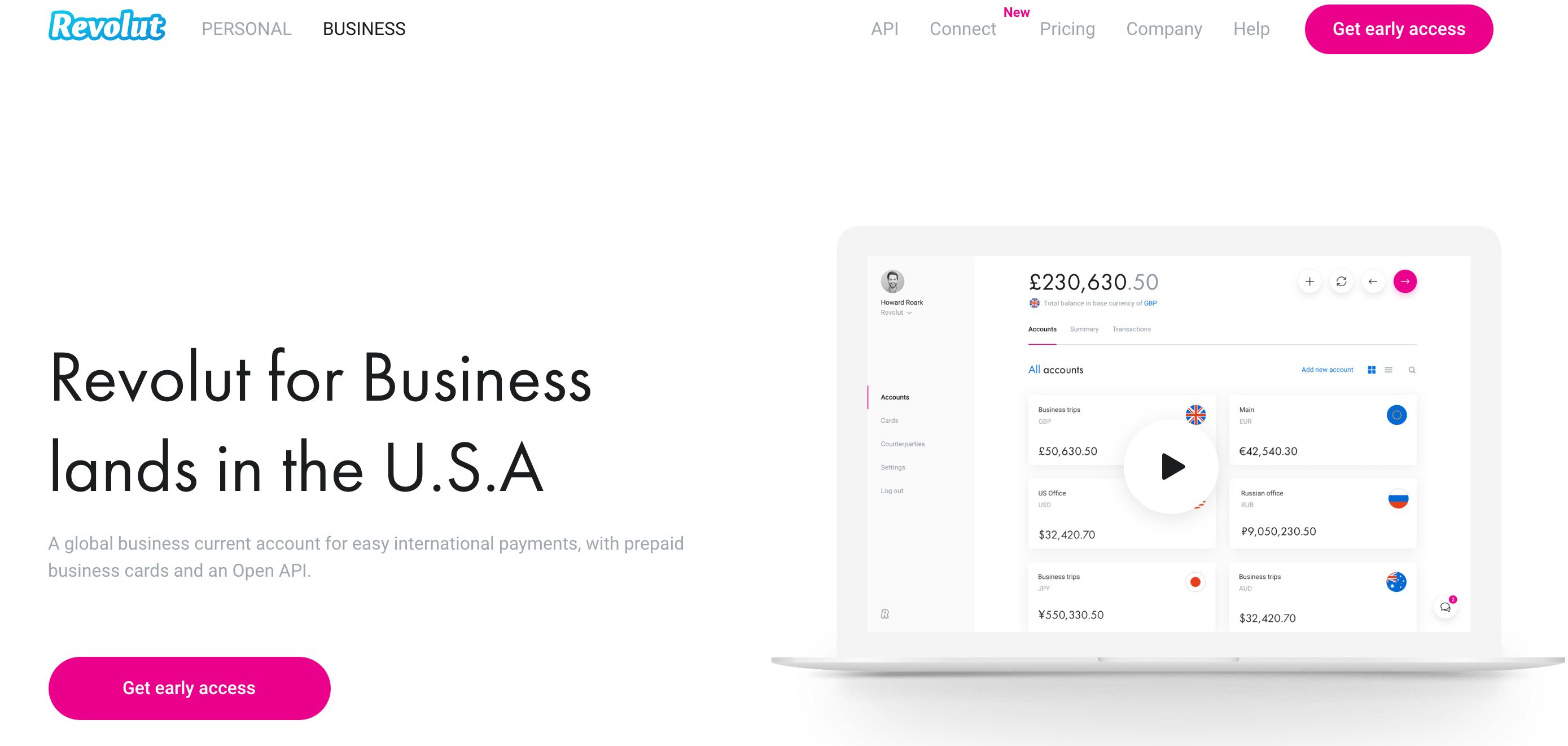 Revolut for business home page