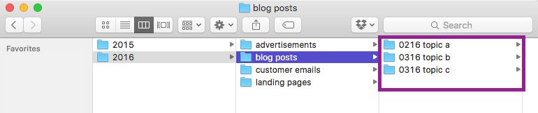 Blog post organization in folders