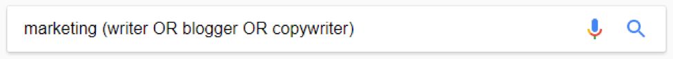 Google search for marketing (writer OR blogger OR copywriter)