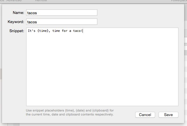 alfred Snippet placeholders