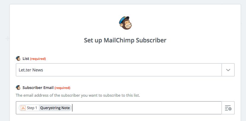 Add contact to MailChimp with Alfred