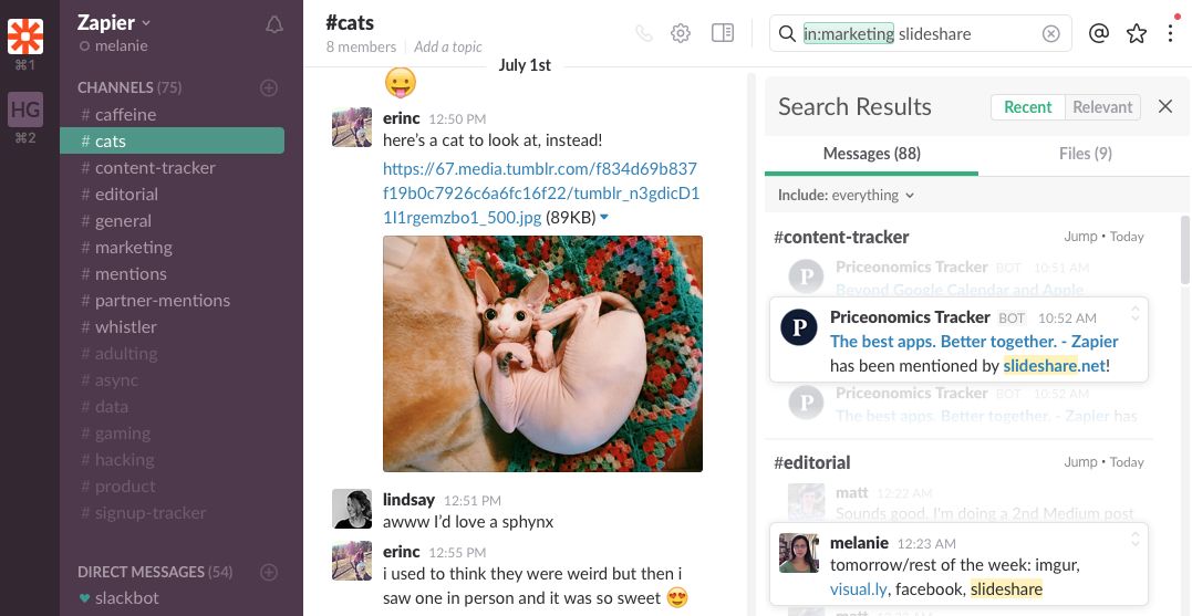 Slack search