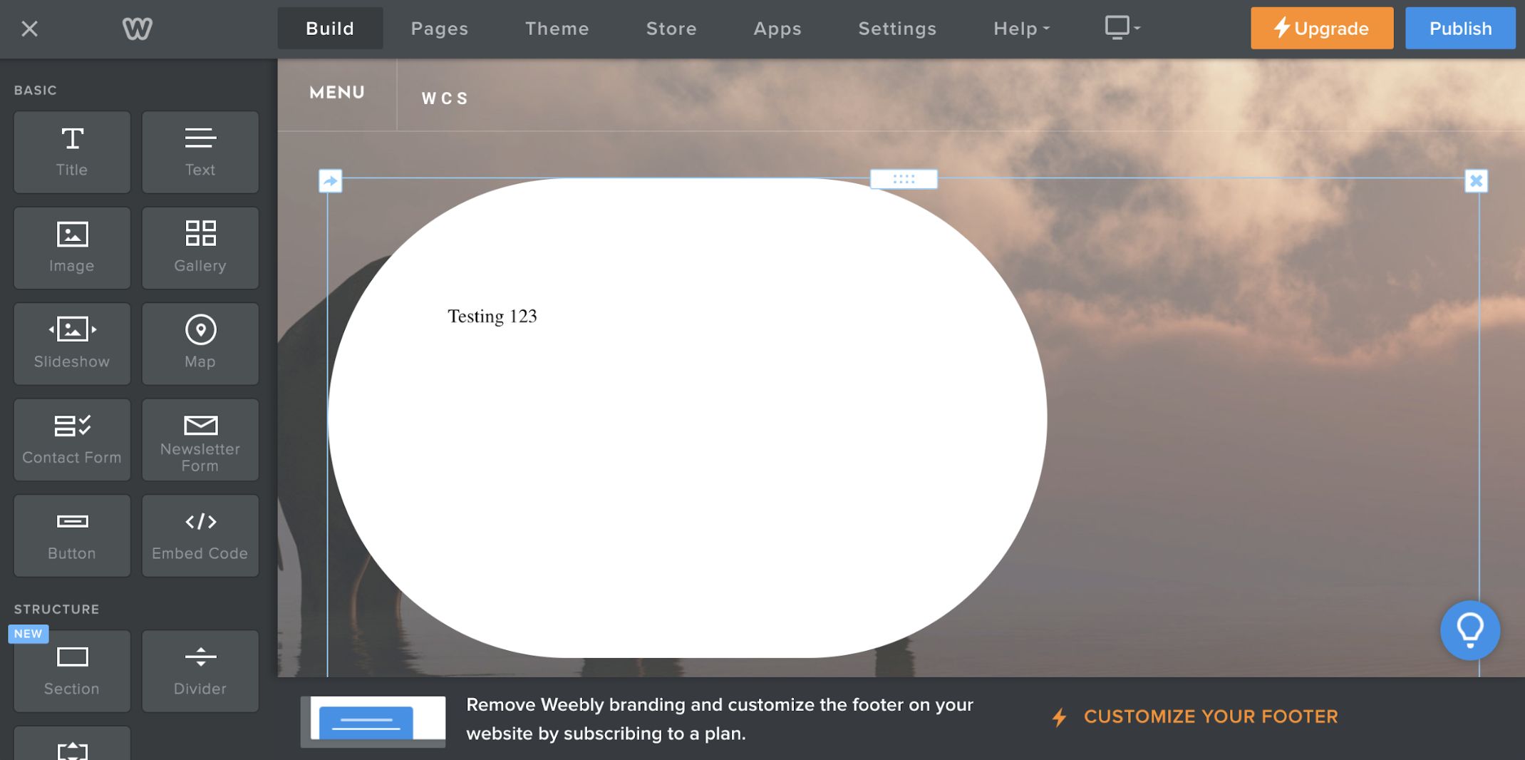 Weebly page builder screenshot