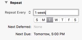 OmniFocus repeating tasks