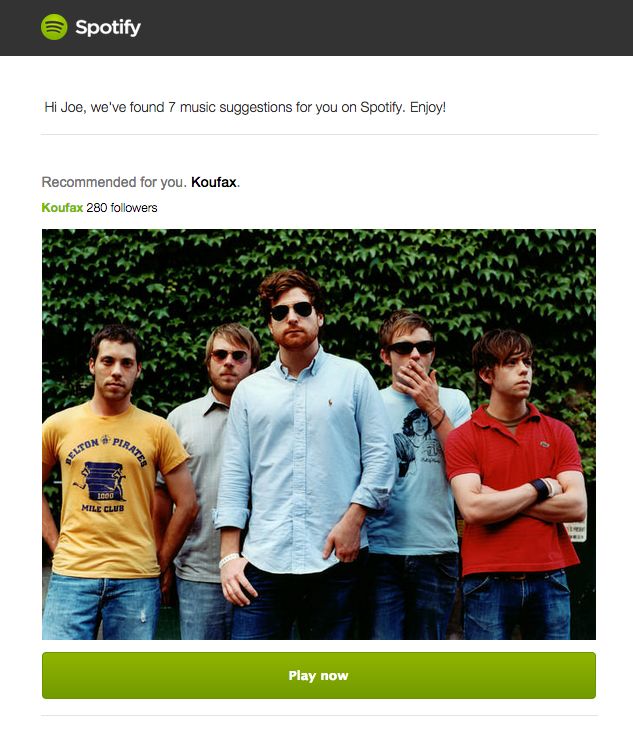 spotify recommendation email