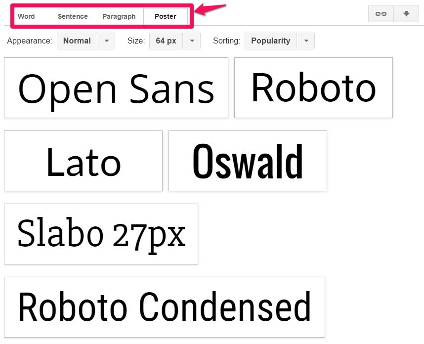 google font type filters