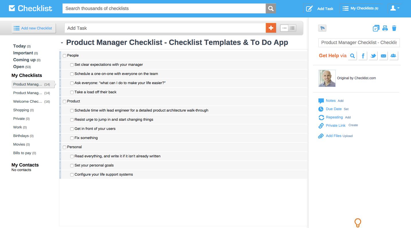 Checklist app