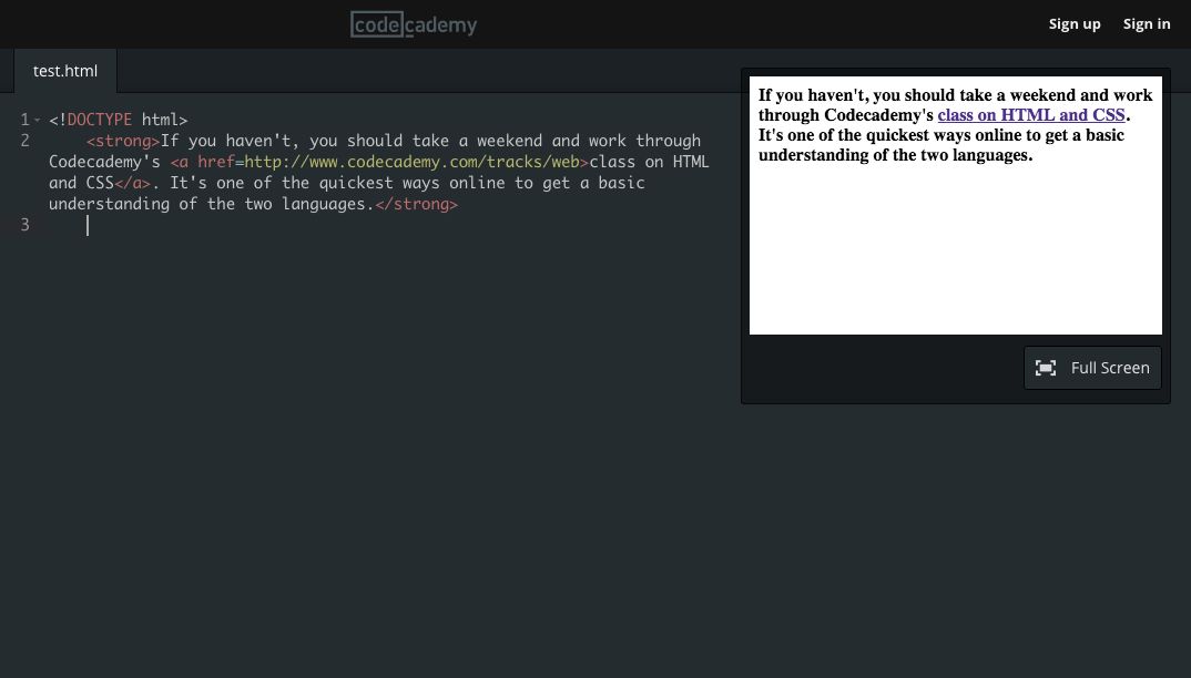 Codecademy HTML class