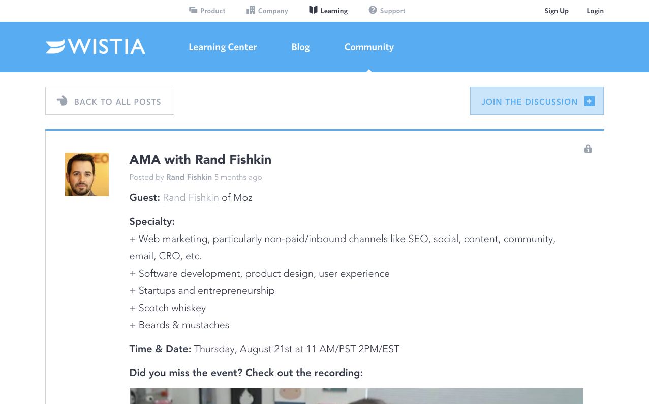 Wistia AMA Rand Fishkin