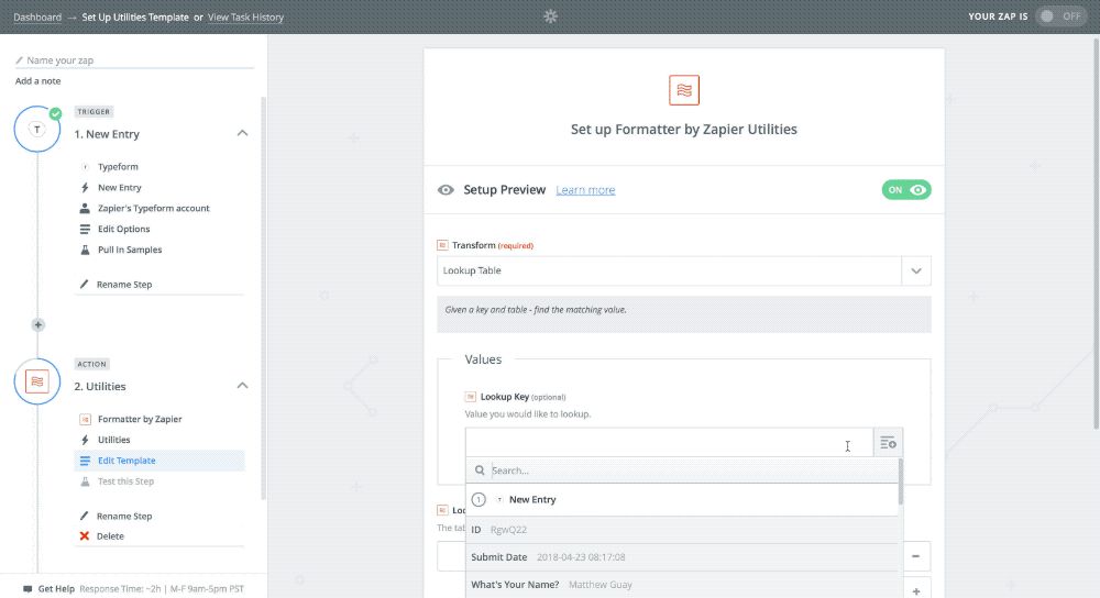 Zapier Formatter Lookup Table