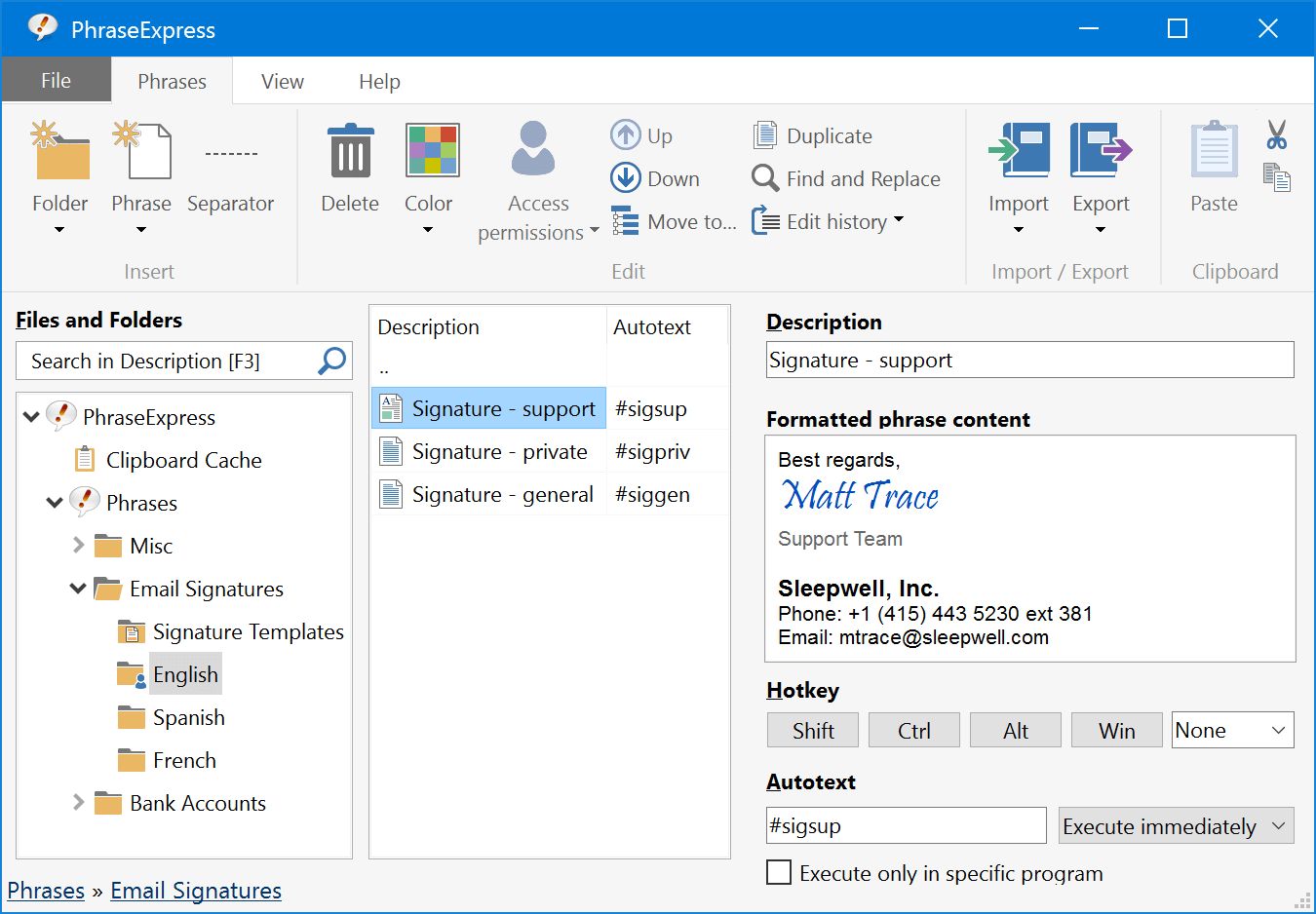 phraseexpress screenshot