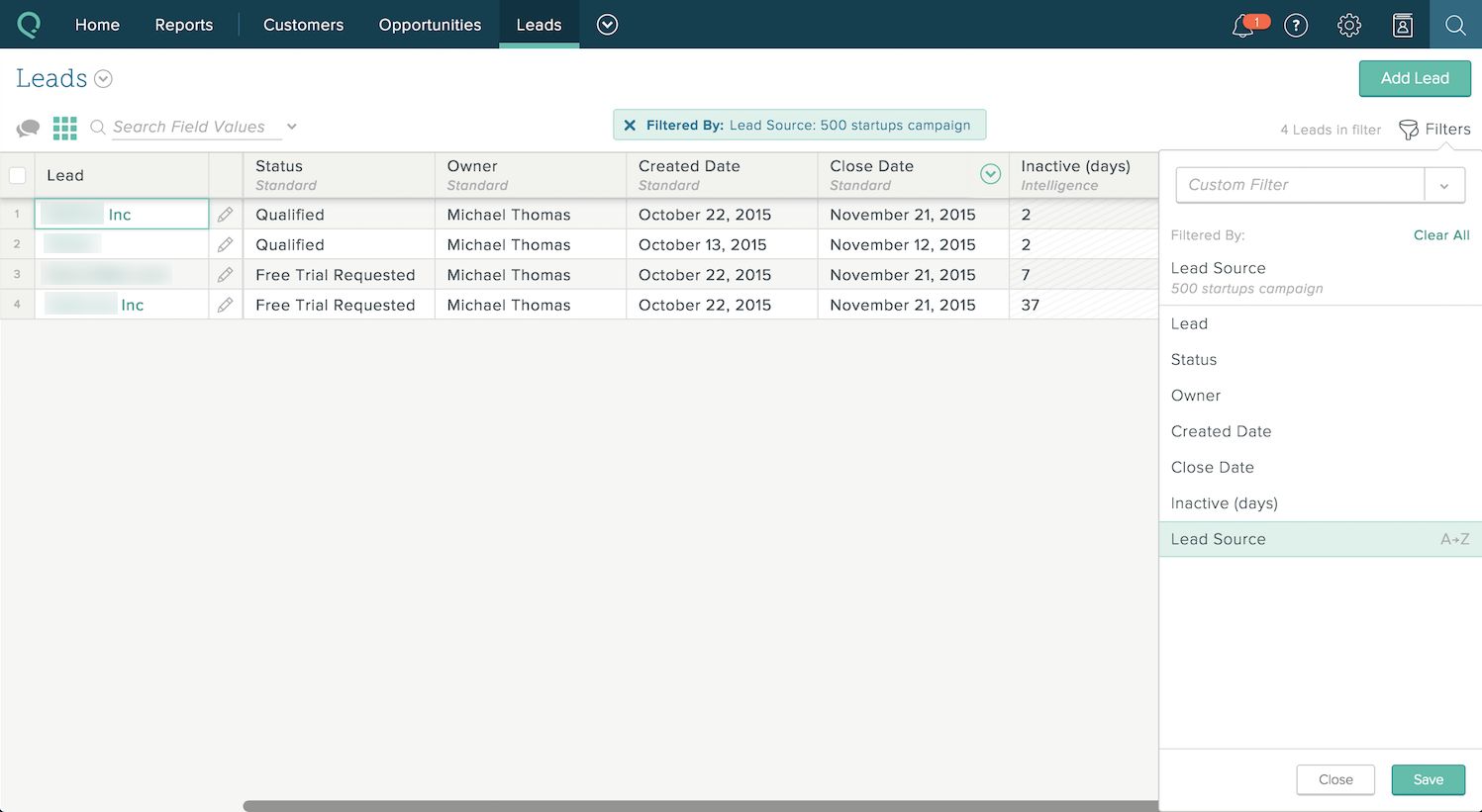 SalesforceIQ Unqualified Leads