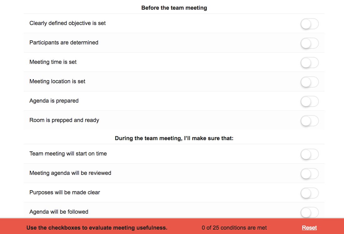 Team Meeting Checklist