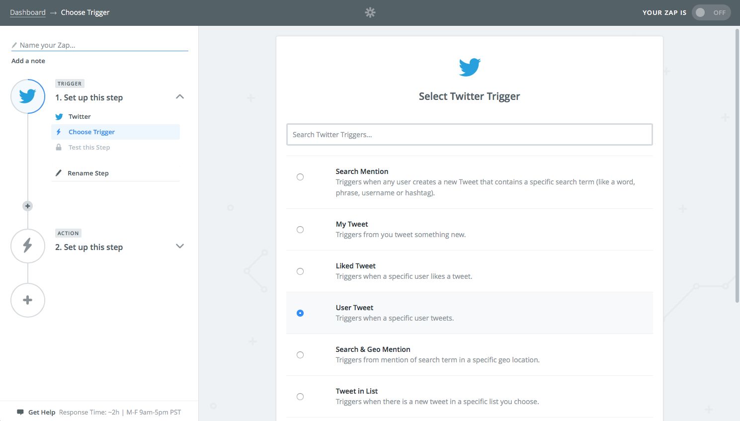 Create Twitter RSS feed in Zapier