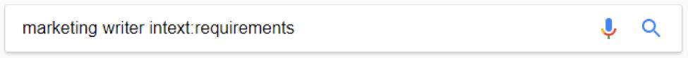Google search for marketing writer intext:requirements