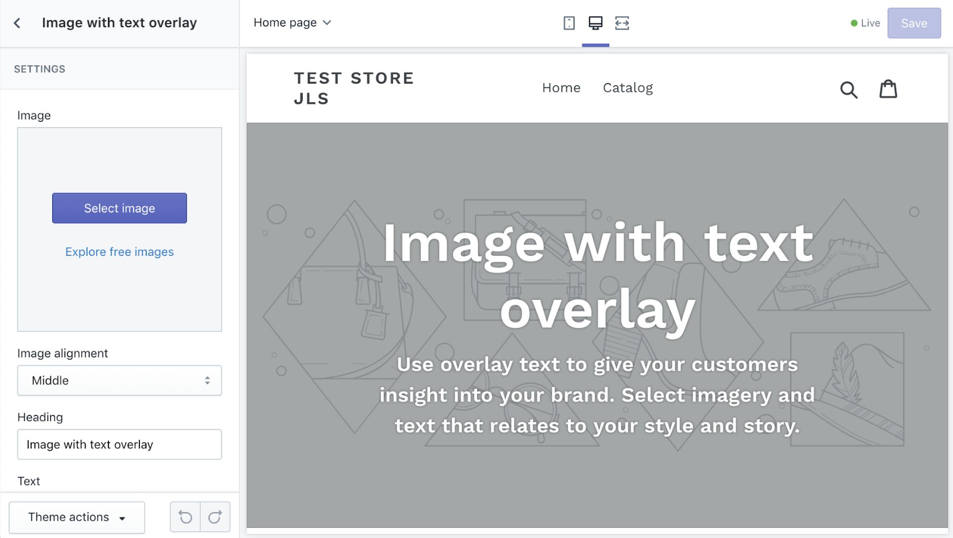 Shopify page builder screenshot