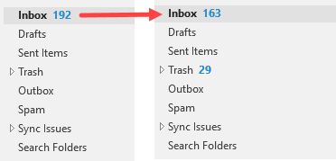 Microsoft Outlook inbox clean-up function