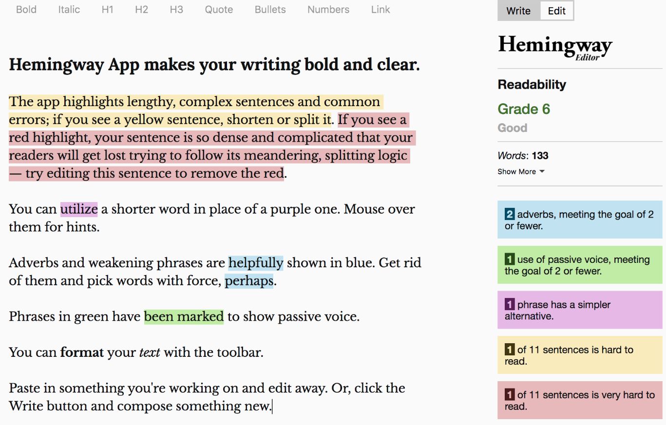 Hemingway app