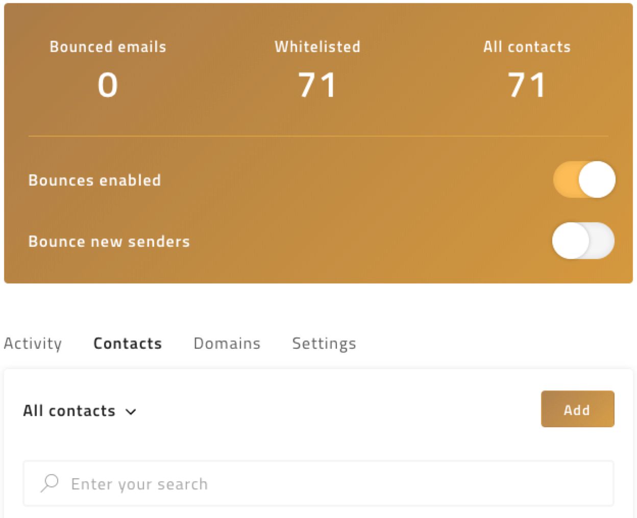 Whitelisting specific senders