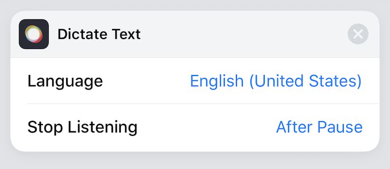 Siri Shortcuts Dictate Text