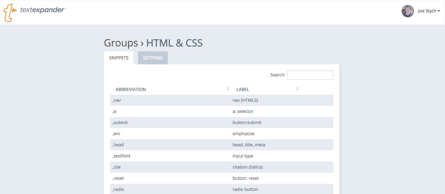 TextExpander web app