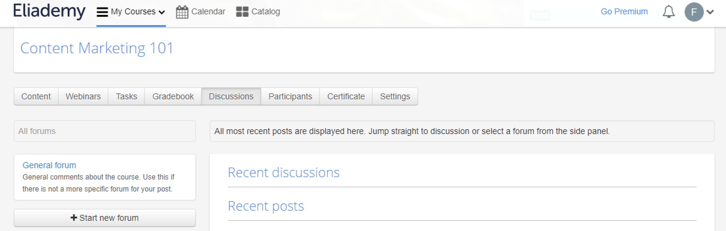 Eliademy discussions tab
