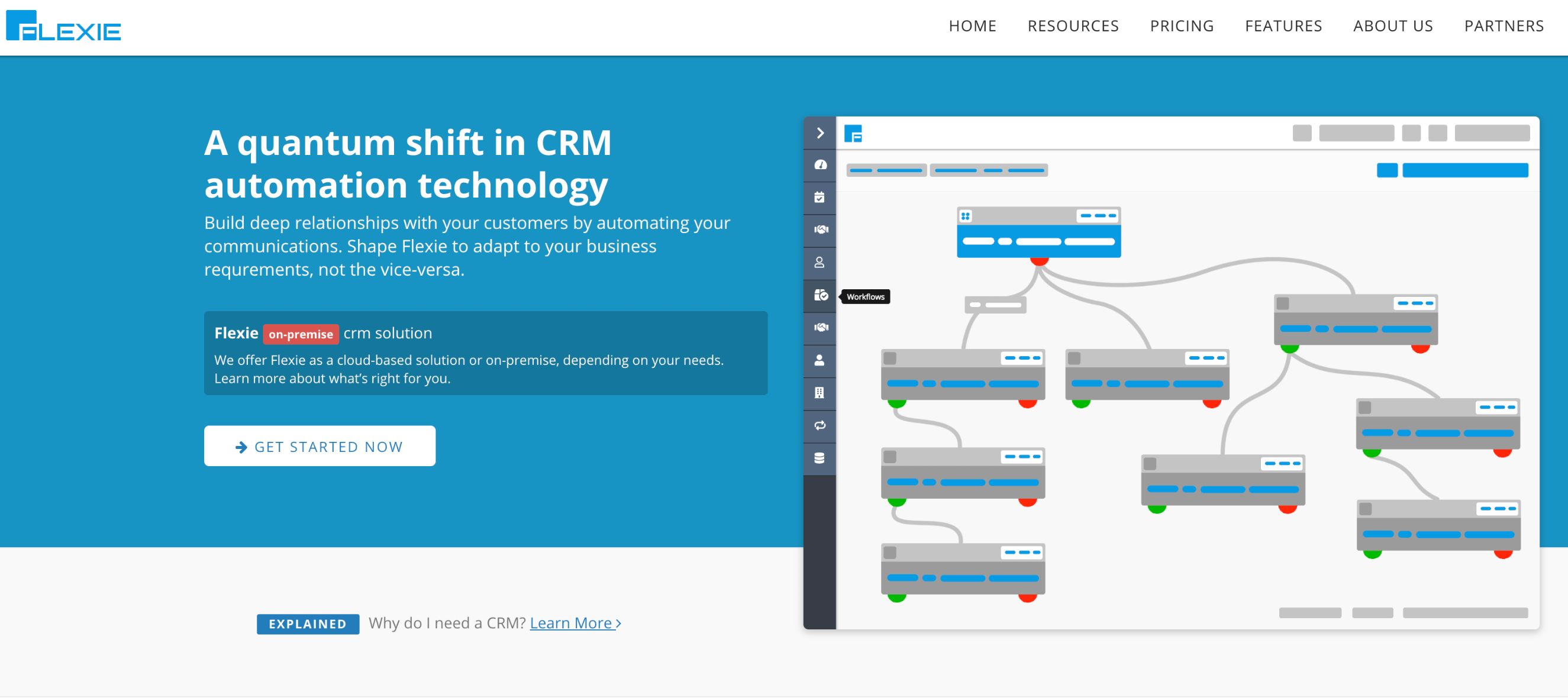 Flexie CRM home page