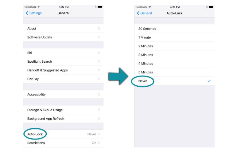 iPad disable auto-lck