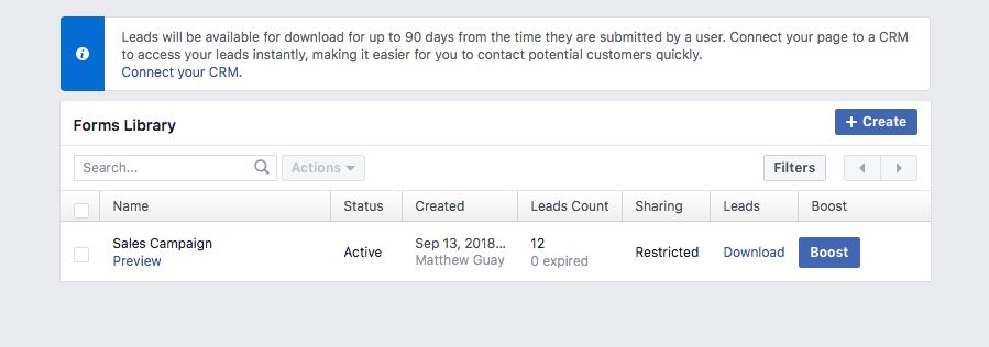 Export Facebook Lead Ad Results