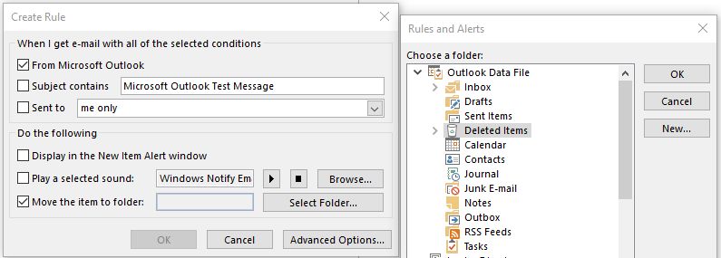 Microsoft Outlook inbox rules