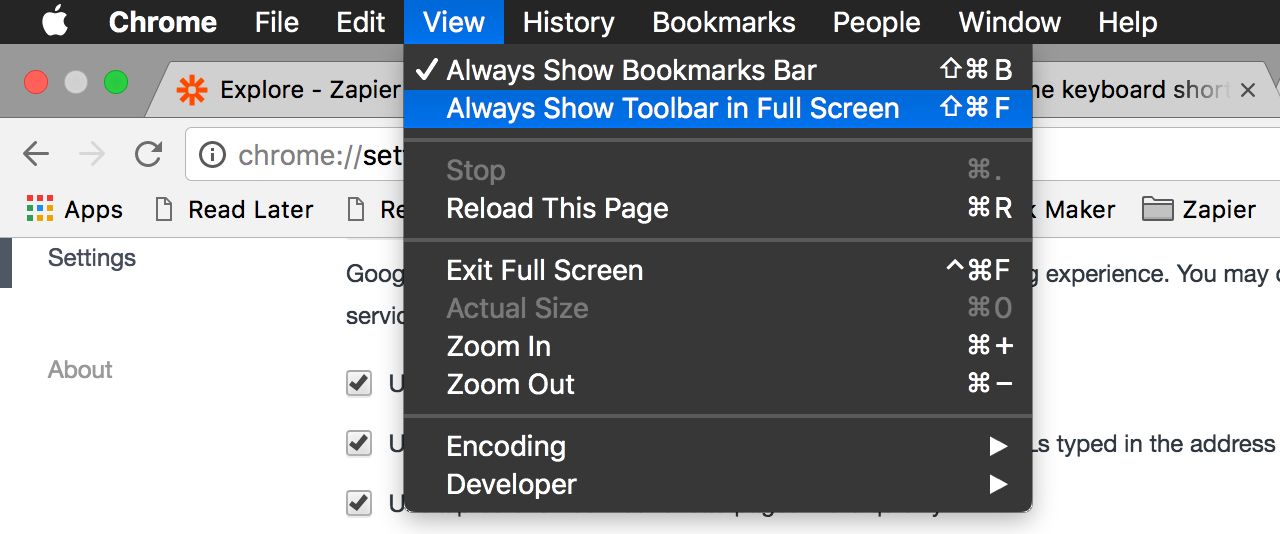 Chrome full-screen