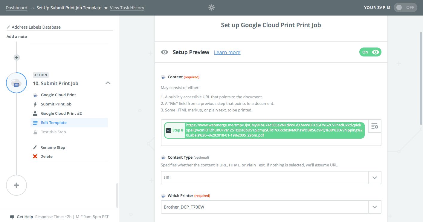 Zapier Google Cloud Print