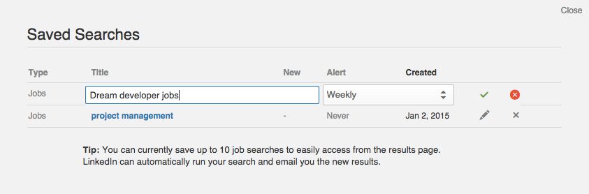 Save searches on LinkedIn