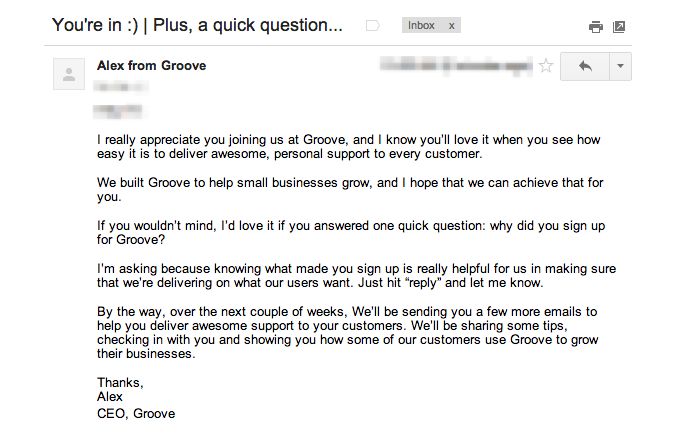Groove sign-up email