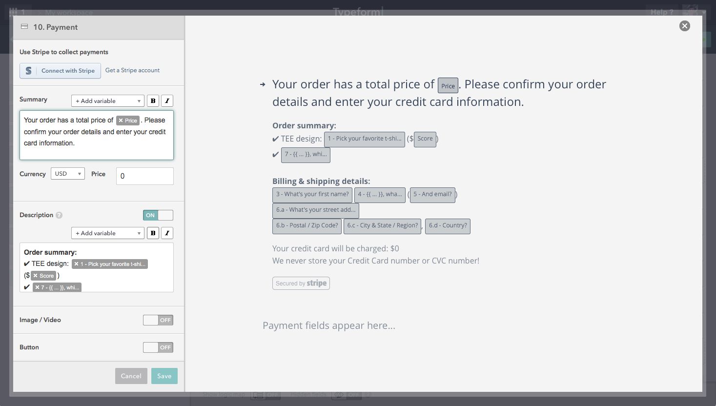 Set your form payment settings